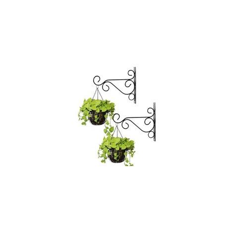 2 Pièces Supports Panier Suspendus Extérieur, Crochets Jardin Métal Noir, Crochets 25cm Longueur pour Paniers Suspendus (1/5)