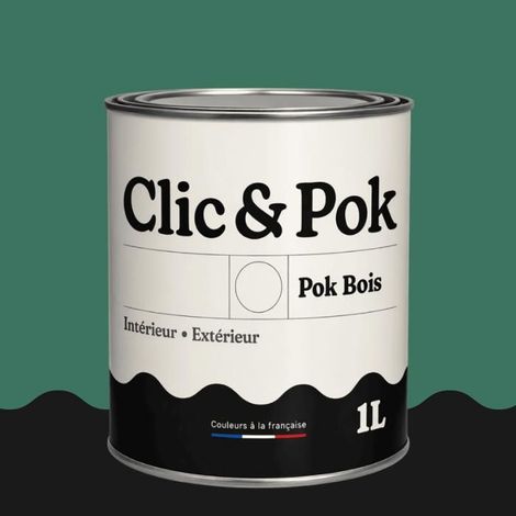 Peinture Bois Extérieur – POK BOIS - 1L - RAL 6000 - Vert patine- Résistante aux intempéries - Ne s'écaille pas