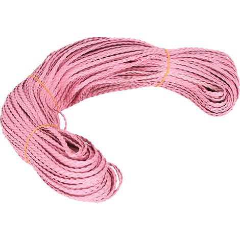 Corde tressée en PU 5mm rose 100 mètres - 3 brins torsadés pour bijoux DIY bracelet collier accessoire (1/5)