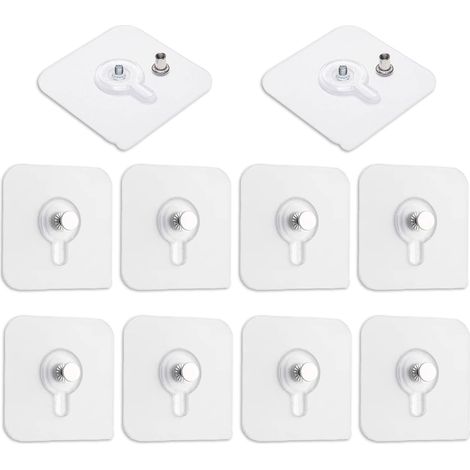 Lot de 10 Adhesif Accroche Tableau Sans Percer, Transparent Attache Cadre Adhésif pour Accroche Cadres Photo, Miroir, Art Mural, Lumières Décoratives, Sans Trou (1/5)
