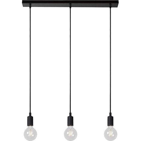 Lámpara de techo vintage de hierro Simplicity de 3 luces, color negro, con base E27 y bombilla no incluida, ideal para sala de estar, dormitorio y restaurante (C)