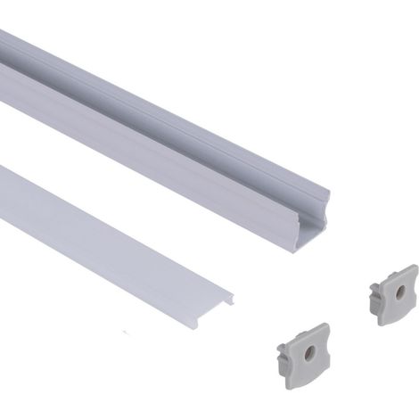 Perfil Tira LED Superficie - 17x14mm - Kit Completo - 1 Metro - Plata (1/5)