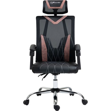 Siège bureau ergonomique filet rose 58x62.5x112-120cm