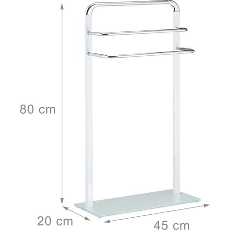 Porte-serviettes 3 barres sur pieds 80 cm métal et verre (1/2)