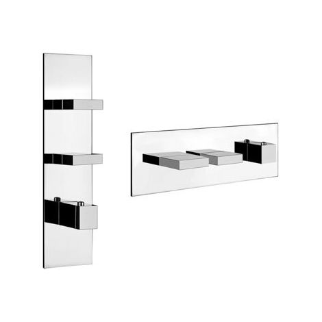 Gessi Rettangolo, ensemble prêt à monter avec 2 voies séparées,