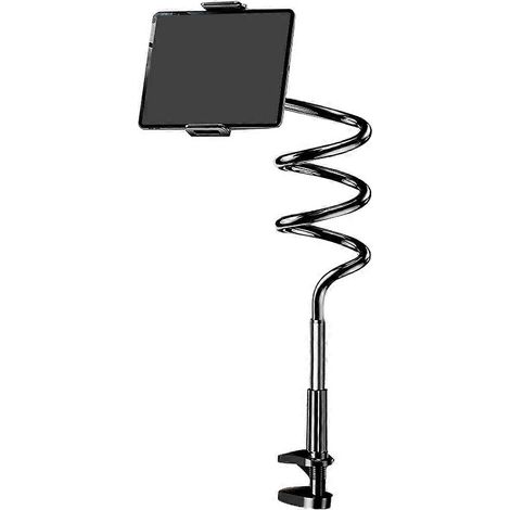 Support de tablette de chevet paresseux, support de bureau en porte-à-faux, support pour diffusion en direct, adapté aux téléphones noirs de 10 à 12,9 pouces. (1/5)