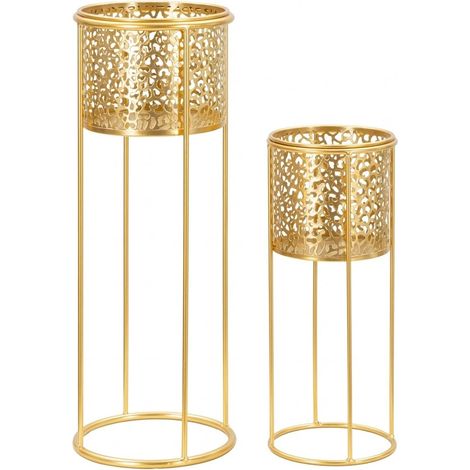 Metall-Blumenständer NAT, 2er-Set, gold, Ø 17x46 und 14x34 cm