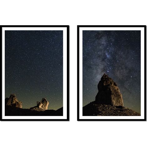 BILDPOSTER IM RAHMEN 53x73cm Diptychon Set mit 2 Gemälden Himmel Nacht Astro P2141 (1/3)