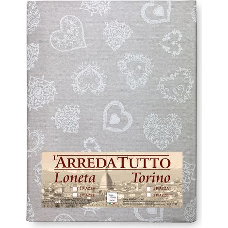 TELO Arredo COPRITUTTO Gran Foulard COPRILETTO Copridivano TESSUTO CUORE Bianco 2 PIAZZE