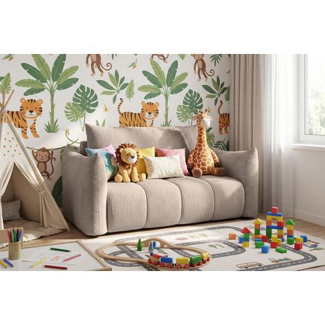 Sofa 2er-Sitzer mit Liegefunktion ONTARIO in Stoff Poso Beige