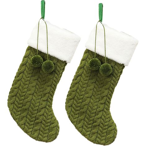 Chaussette De Noel - Tricotée Câblé - Doublure En Tissu Non Tissé - Pour Décoration Intérieure Et Cheminée - Par 2 (1/5)