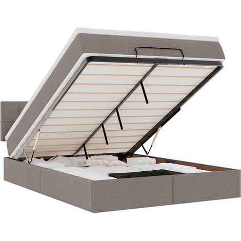 Maison Exclusive - Pouf Letto con Materasso e LED Tortora 140x200 cm in Tessuto (1/5)