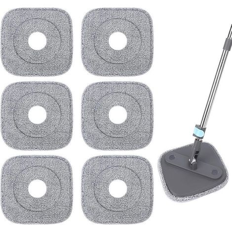6er-Pack kompatible True & Tidy M16 Ersatzköpfe – Schmutz-/Reinigungs-Trennpads für quadratische Rotationsmopps, waschbare Mikrofaser (1/4)