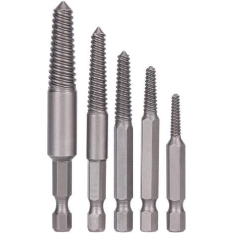 Outil d'extraction de vis Screw en 5 pièces, avec foret à six pans creux et embouts fins pour vis cassées et endommagées. (1/4)