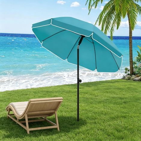 Parasol de plage raffiné, parasol de jardin avec molette de réglage de la hauteur, pare-soleil extérieur (1 seul pare-soleil) (1/5)