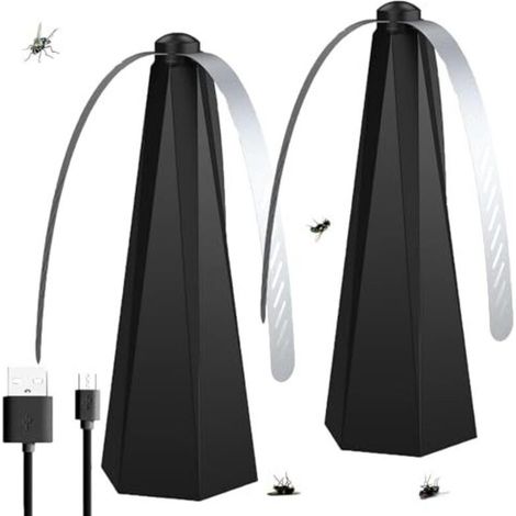 Fly USB rechargeable, anti-mouches, anti-mouches extérieur, plumeau anti-mouches pour la table ou à suspendre, ventilateur de table contre les mouches, pour le camping ou les restaurants (2) (1/5)