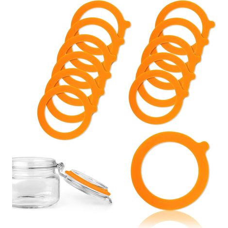 CCYKXA Packung mit 12 Silikondichtungen für Le Parfait Gläser 70 x 95 mm Gummideckelclip Glas (Orange) (1/5)
