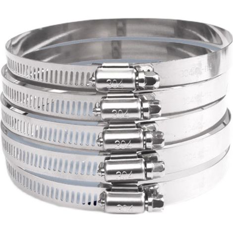 A set of 6 adjustable stainless steel hose clamps with adjustable worm gear hose clamps, adjustable from 59 mm to 82 mm. (1/5)