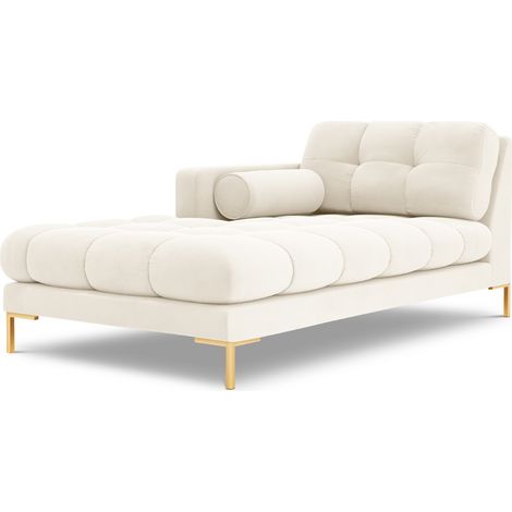 Méridienne gauche en velours beige clair (1/5)