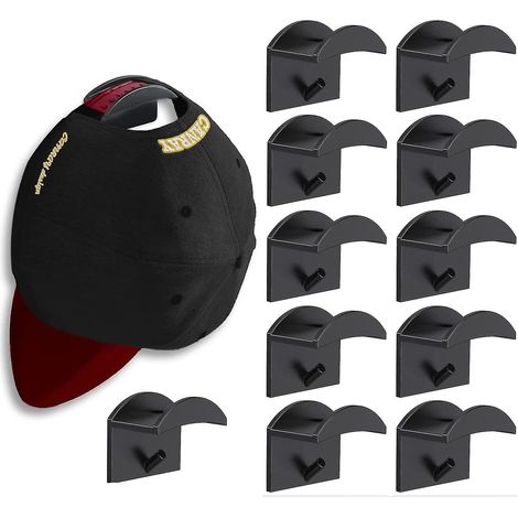 Lot de 10 supports muraux pour casquettes de baseball, noir. (1/5)