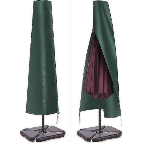 Housse imperméable pour grands parasols jusqu'à 3 m, résistante aux UV et au vent - Verte : (1/4)