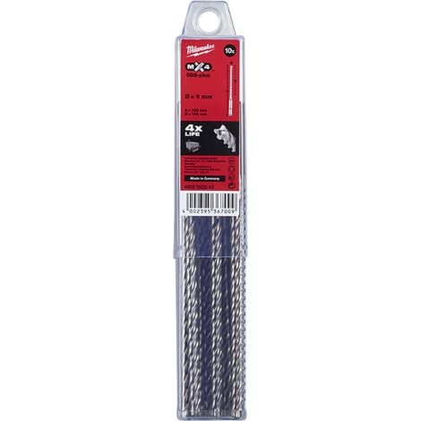 Set 10 punte SDS-PLUS MX4 Milwaukee 4932352043 6 X 165 (1/2)