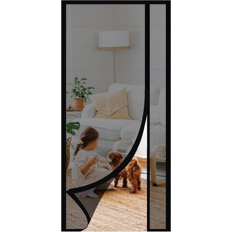 Mosquitera para puerta resistente a arañazos de gato, con apertura lateral magnética, cortinas de fibra de vidrio, mosquitera para balcón, protección contra insectos, fácil instalación, 80 x 210 cm, c (1/5)