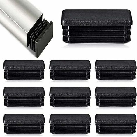 12pcs 80 x 40mm Rectangular Tube Cap, Metal Tube End Cap for Rattan Chairs and Furniture, (Black) MUMU (1/4)