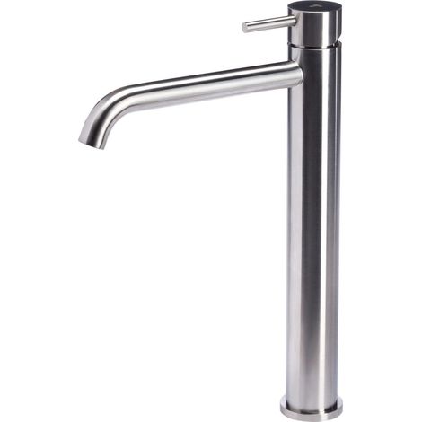 Rubinetto Miscelatore Monocomando Lavabo Alto senza Scarico in Acciaio Inox Satinato Nilo (1/2)