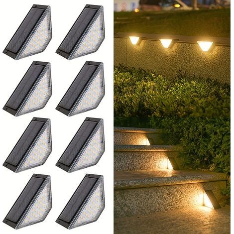 Set aus 8 LED-Solarlampen für den Außenbereich mit intelligentem Sensor – Dimmbares Beleuchtung durch Bewegungsmelder, automatische Solarstromversorgung, Dekoration für Haus und Garten, ideal für Fest (1/5)
