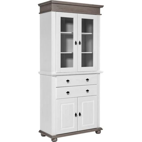 Vetrina Credenza in Legno Bianco Grigio con 4 Ante da Soggiorno Cucina (1/5)
