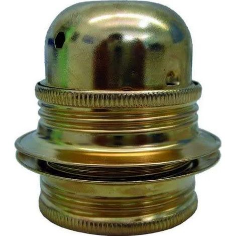 Fassung E27 gold mit Gewinde und 2 Ringen, Durchmesser 10, 150W, 4A, 250V