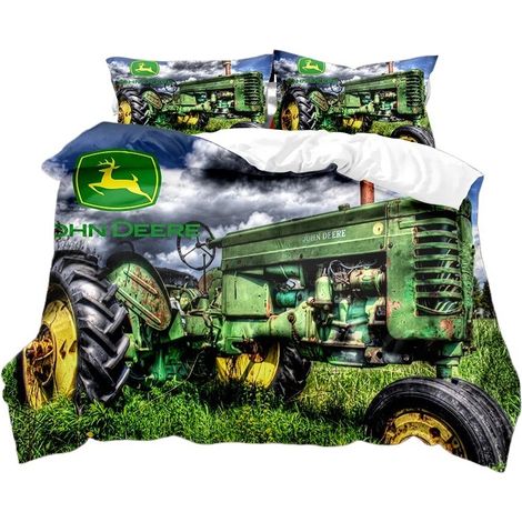 Ensemble de literie pour tracteur, impression 3D, microfibre, noir, vert, rouge, bleu et marron. Z-414 210 x 210 cm, ensemble trois pièces (1/2)