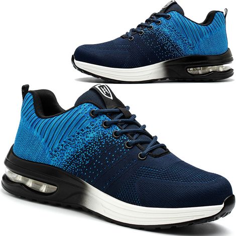 Chaussures Sécurité Hommes Femmes Bleues T40, Respirantes Confortables Embout Acier (1/5)