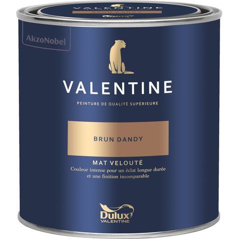 Dulux Valentine Peinture intérieure de haute qualité - Valentine - Couleur intense & pouvoir couvrant élevé - Mat Velouté Brun Dandy 0,5 L