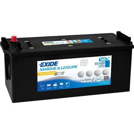 Exide – Batterie décharge lente 12V 140Ah – Gel – ES1600 – Pour énergie solaire et éolienne – Sans entretien – Dimensions 513x223x223mm (1/4)