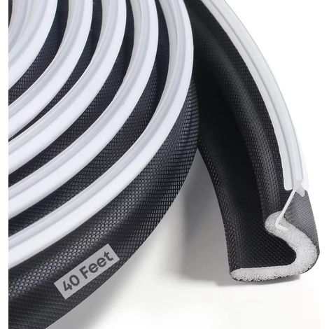Joint d'étanchéité extra-long pour fente de porte, adapté aux grands espaces et facile à installer (12 m, noir) (1/5)