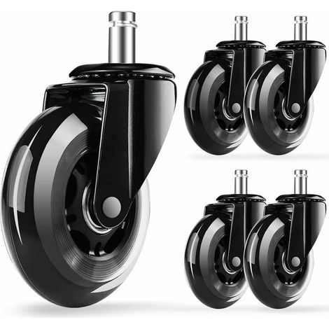 Conjunto de 5 ruedas para sillas de oficina - 11x22 mm - Soporta 250 kg - Rotación 360° - Silenciosas - Universales (1/4)