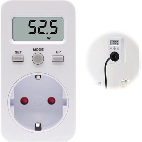 Compteur de consommation dénergie pour prise Compteur de coûts dénergie Compteur électrique avec affichage numérique LCD Puissance maximale 3680W (1/4)