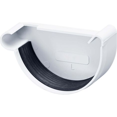 INEFA Dachrinnen Endstück halbrund, PVC Dachrinnenzubehör, einfache Steckmontage, Made in Germany - NW150 / 150mm, links Weiß