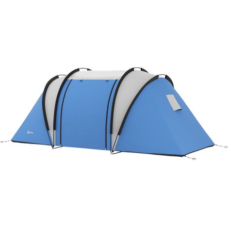 Tente familiale 4-5 personnes 2 chambres 3 fenêtres imperméable avec sac de transport 450x220x180 cm (1/5)