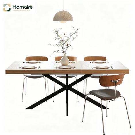 Ausziehbarer Esstisch, natur, aus Naturholz 180 x 80 x 76 cm HOMAIRE (1/5)