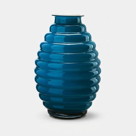 Vaso decorativo in vetro di design Anelli 30 - Blu