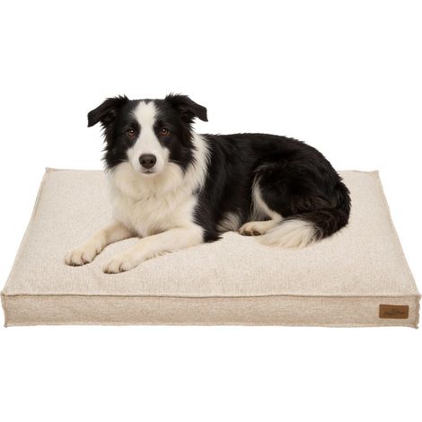 UNHO - Coussin pour chien orthopédique - Housse en lin aéré déhoussable et lavable - Rembourrage en mousse haute résilience - Confort optimal pour animaux - Beige XL 103x69x10cm
