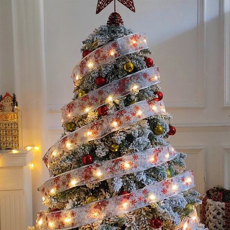 Ghirlande di luci a nastro lucente, ghirlande di luci da 10 m con 100 LED di luce, ghirlanda decorativa a nastro per albero di Natale a LED per matrimoni di Natale e Capodanno (1/3)