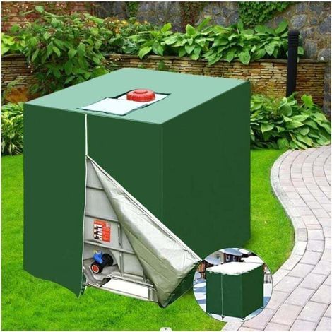 Bache pour Cuve 1000 l, Bâche de Protection Solaire pour réservoir d'eau de Pluie IBC, Anti-UV, 116 x 100 x 120 cm, Vert (1/4)