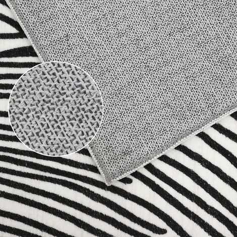 Tapis couloir lavable motif abstrait, Antidérapant Noir et Blanc 80x150cm (1/5)