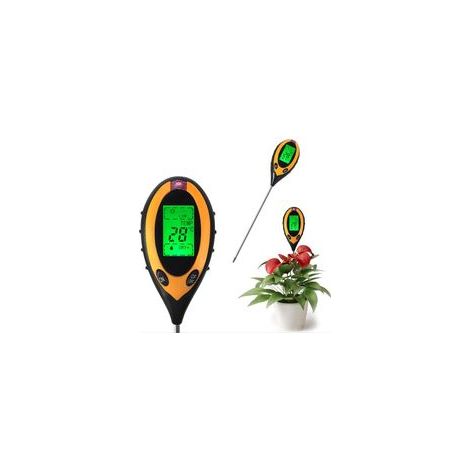 Hygromètre pour plantes 4 en 1 - Humidimètre numérique avec PH/température/humidité/lumière - Testeur d'humidité du sol - Pour le jardinage