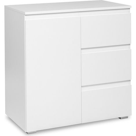 Buffet 1 porte 3 tiroirs 80x40,1x78,4 cm blanc - MITZ (1/5)