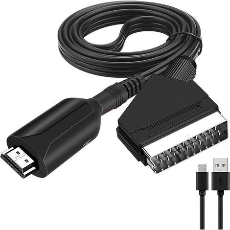 Câble Péritel vers HDMI, Convertisseur Péritel vers HDMI, Adaptateur Peritel HDMI avec Câble USB, Prise en Charge HDMI 720/1080p pour écran TV HD Projecteur STB VHS Xbox PS3 Sky Blu-Ray Lecteur DVD (1/4)
